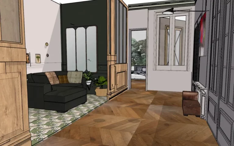 Planches de tendance, croquis et plan pour rénovation architecture intérieur appartement ou maison sur Lyon